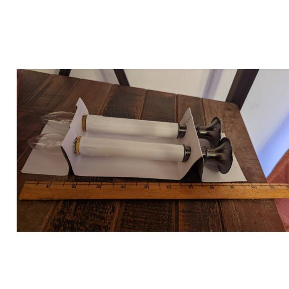 New Four Battery Operated Christmas Candle with Pewter Plated Base - Picture 3 of 3